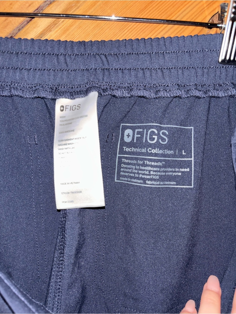 Figs Navy Scrub Pants with Olive Drawstring - Picture 6 of 6